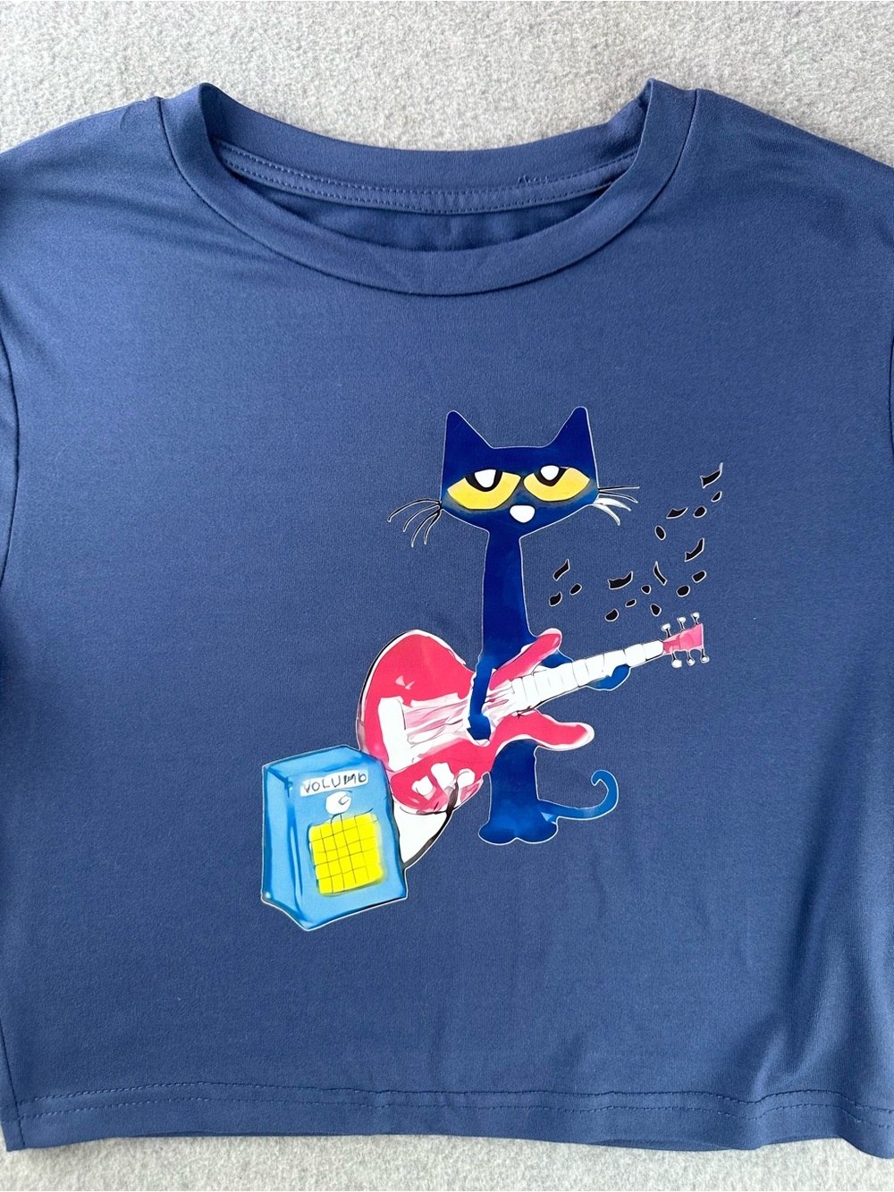 Pete the Cat With Guitar Retro Womens Crop Top Size Medium Pullover Stretch